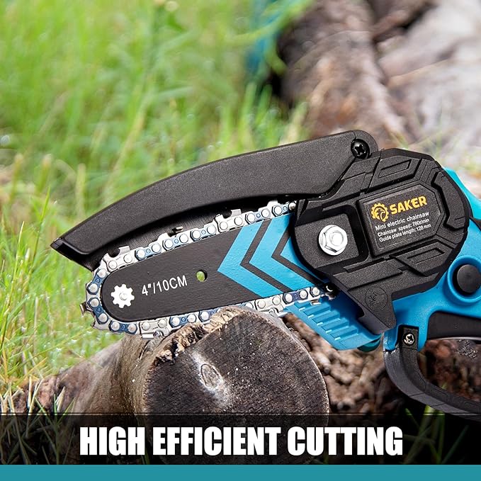 Saker Mini Chainsaw,Portable Electric Cordless Chainsaw,Battery Powered,Small Power Handheld Chain Saws Pruning Shears for Tree Branches,Christmas Gifts for Men Dad Women(2 Batteries&3 Chains)