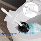 RUACQ Toilet Brush and Holder Set,Square Toilet Bowl Brush for Bathroom with 304 Stainless Steel Handle Toilet Cleaner Brush with Durable Scrubbing Bristles,Splash-Proof (White)