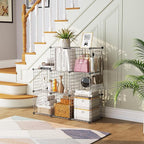 C&AHOME Wire Cube Storage, 8 - Cube Organizer Metal C Grids, Modular Shelves Units, Closet Organizer, Ideal for Home, Office, Living Room, 24.8" L x 12.4" W x 48.4" H, Silver Gray UWCS3008G