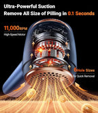 TORRAS Fabric Shaver Lint Remover, Rechargeable Electric 3-Speed Sweater Shaver Remove Fuzz, Pilling for Cashmere, Wool, Coat, Furniture, Clothes depiller with Replacement Blades, Blue