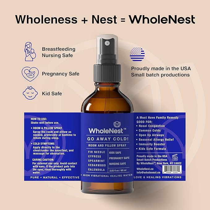 Go Away Cold! Sleep Spray for Rooms and Fabrics, Refreshing Pillow Mist with Fir Needle, Spearmint, Cedarwood & Calendula, Refreshing Scent for Restful Sleep and Seasonal Comfort, 60 ml