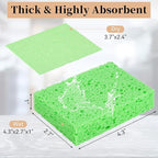 6 Pcs Kitchen Sponges for Dishes Cleaning, Non Scratch for Non Stick Cookware, Compressed Natural Cellulose Sponges, Dish Washing Scrubbers, Scrubbing Pads for Household, Bathroom (Green)