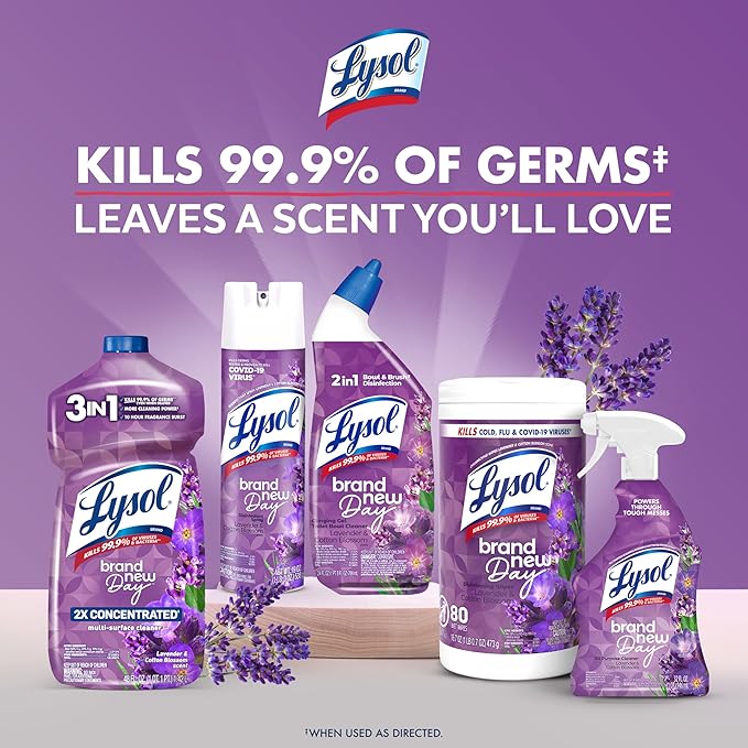 Lysol Toilet Bowl Cleaner Gel, For Cleaning and Disinfecting, Septic Safe Toilet Bowl Cleaner, Lavender & Cotton Blossom Scent, 24 oz, (Pack of 2)