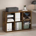 Furinno Cubicle Open Back Decorative Cube Storage Organizer, 6-Cube, Amber Pine