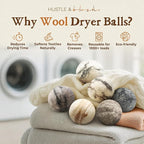 Fluff Ewes Wool Dryer Balls 6 Pack Premium New Zealand Wool Laundry Balls for Dryer, No Static Dryer Balls Laundry Reusable Cute, XL Wool Dryer Balls Cute, Baby Dryer Balls for Dryers - Marble