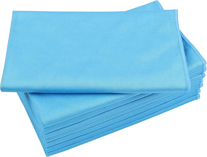 AIDEA Microfiber Glass Cleaning Cloths-8PK, Lint Free Streak Free Cleaning Towels, Quickly Clean Windows, Glass, Mirrors, Windshields, Stainless Steel, Lint-Free Window Cloth Blue-16”×14”
