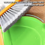 Mini Broom with Dustpan Combo Set Small Dust pan and Brush Set Quick Cleanup Debris Dust for Floor Countertop Worktop Desk Pet Cage (Green+Orange)