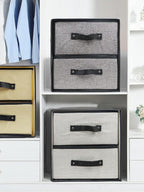 Linen Closet Organizer and Storage, Fabric Storage Drawer Organizer with 2 Drawers for Underwear, Sock, Bra, Small Items - Light Gray