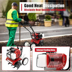 2-Stroke 52CC Mini Tiller Cultivator,Gasoline Power Garden Farmyard Tiller 1900W Soil Work Cultivator 6500rpm Yard Rototiller Tilling Tool for Ploughing, Furrowing, Tilling, Weeding