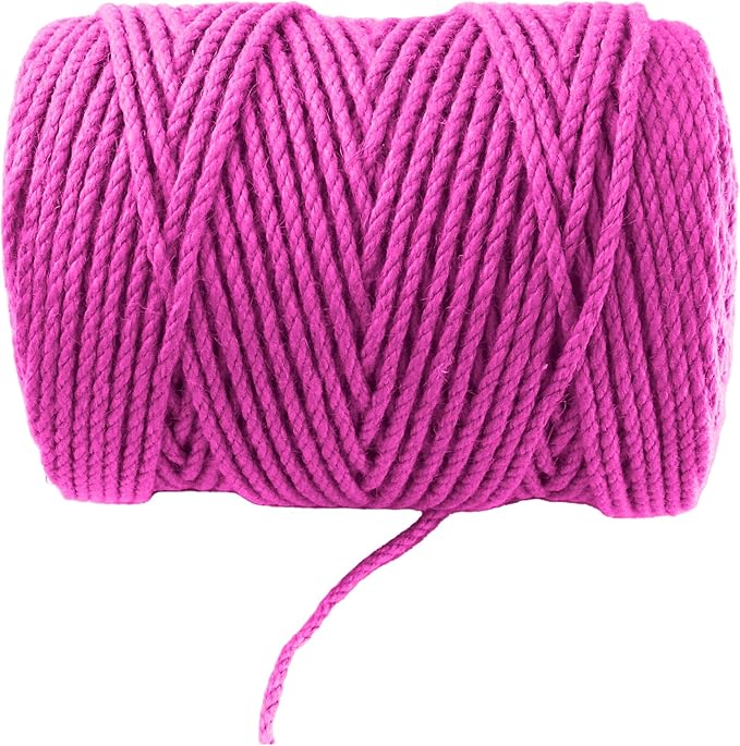 4mm x 300 Feet Pink Jute Rope, Twine for Gardening Tomato Climbing Plant Tie Floristry Crafts Gift Wrapping Packing Decor