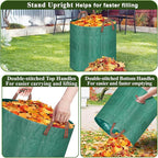 Remiawy Rake for Leaves, 65 Inch Adjustable Long Handle Heavy Duty Metal Garden Leaf Rake Set with 25 Tines, 72 Gallon 32 Gallon Reusable Garden Bag and Scoops for Lawns Yard Shrubs Grass Debris