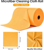 KitchLife Microfiber Cleaning Cloth Roll, 100 Pack - Tear-Away Microfiber Paper Towels, Lint-Free, Reusable, Washable for Kitchen, Car, Dishes, and Sensitive Surfaces (Tangerine Yellow)