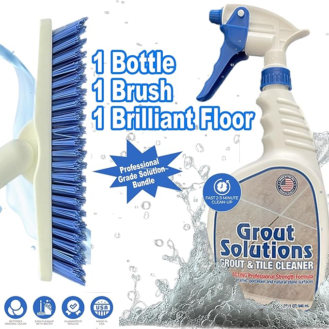 Professional Grout Brush Heavy-Duty Swivel Head with Stiff V-Shaped Bristles for Deep Cleaning Tile, Corners, Showers, Kitchens & Floors Without Scratching Fits Standard Thread Poles