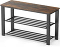 Simple Houseware Wood Top Shoe Storage Bench for Entryway, Rustic Brown
