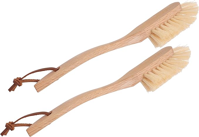 Redecker Tampico Fiber Dish Brush with Oiled Beechwood Handle, Set of 2, 10-3/8-Inches