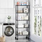 DUMOS 2 Pack 4Tier 5Tier Metal Shelving, Heavy Duty Shelves Wire Shelving Unit with Removable Wheel Casters, Shelves Organizer for Bathroom Garage Living Room Kitchen Pantry Laundry