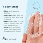 Denture Bath Case and Retainer Case, Denture Bath Cup for Invisalign Retainers Mouthguards Dentures Cleaner Kit with Strainer Spill-Free Portable Retainer Cleaner Case by M3 Naturals