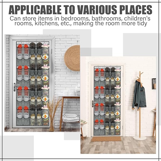 Windyun 2 Pack 40 Over the Door Shoe Organizers Large Mesh Pocket Hanging Shoe Rack for Closet Nonslip Behind Dorm Door Storage Holder Dorm Essentials Back to School Organizer for College(Gray)