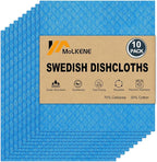Swedish Dishcloths - 10 Pack Reusable Kitchen Dishcloths - Ultra Absorbent Dish Towels for Washing Dishes - Cellulose Sponge Cloth Cleaning Cloths - Blue