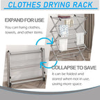 Household Indoor Folding Clothes Drying Rack, Dry Laundry and Hang Clothes,Towel Rack (Silver Gray) for Storage