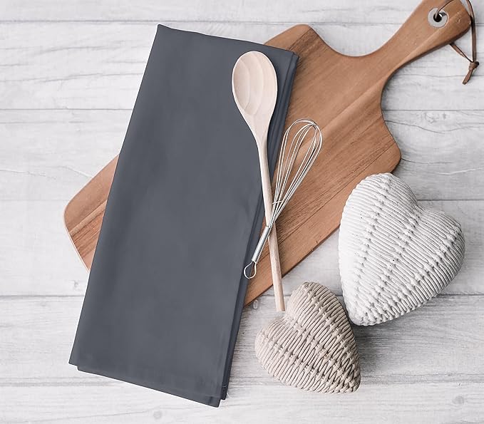 RUVANTI Flour Sack Towels 12 Pack 28 x 28 Inches, Ring Spun 100% Cotton Dish Towel, Machine Washable, Absorbent - Flour Sack Kitchen Towels for Drying and Cleaning - Grey