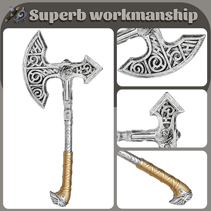 Viking Axe Prop,Plastic Toy Axe Viking Costume Accessories,Halloween Pirate Axe Cosplay Party