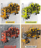 Heavy-Duty 48" Wall Mount Power Tool Organizer with Charging Station – 3-Tier Garage Organization Rack for Drills, Wrenches & Tools – Includes 16 Hooks & Pegboard Sides