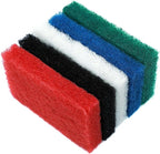 6pcs Scrubbing Pad Kit Interchangeable Reusable Handle | 5 Different Scrubbing & Scouring Pads: Red, White, Blue, Green, Black | for Bathroom, Kitchen, Grill, Teak, Boat Hull Bottom Cleaning