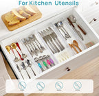 Vtopmart 8 Pack 2.36" Short Upgrade Drawer Dividers for Kitchen Drawer, 12.8"-22.3" Expandable Kitchen Drawer Organizer, Clear Plastic Organizer Separator for Flatware, Utensil, Cutlery, Underwear