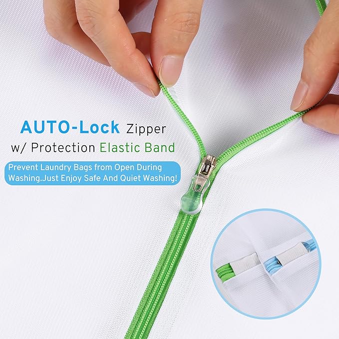 3 Pack 3 Size Mesh Laundry Bags Set for Delicates with AUTO-Lock Zipper, Lingerie Bags for Washing Delicates, Laundry Bags Mesh Wash Bags, Delicates Laundry Bag for Jeans,Blouse,Stocking,Bra