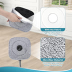 Square Microfiber Mop Pads Compatible with True & Tidy True Spin Mop - Mop Replacement Pads for Square Spin Mop and Bucket - Washable Pads fit for All 9 Inch Square Spin Mop (6 Pack)