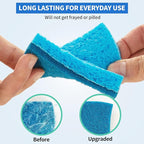 HOMERHYME Non-Scratch Cellulose Scrub Sponges 24 Pack, Kitchen Sponge with Double-Side & Ergonomic Design. Sturdy Sponge for Dishes, Coated Cookware, Sink, Countertops.