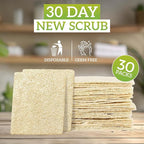 Natural Loofah Dish Sponge (Pack 30) Multipurpose Dish Sponges - 100% Biodegradable Compostable Dishwashing Scouring Pad Zero Waste (2.75" x 2.75" Each)
