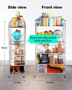 susunnus Stainless Steel Cart with Wheels 5 Tier,Stainless Steel Kitchen Cart,Utility Cart,Metal Cart with Wheels,Suitable for Various Occasions,Movable,Gift Tools