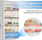 Over The Door Organizer Multi Pocket,5 Tier Large Hanging Shelf for Storage Kids Toys, Diapers, Clothes,Yarn,Heavy Duty Behind Door Storage for Bedroom Bathoom Nursery Closet Pantry,Beige