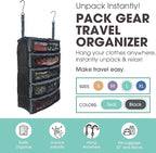 Pack Gear Hanging Suitcase Organizer - Our Large Hanging Luggage Organizer Fits Any Suitcase - Our Packing Cubes For Travel Uses Mesh Windows to Make it Easy to Find your Clothes (Black, L)