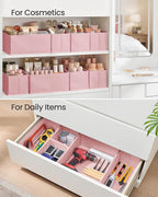 SONGMICS Drawer Organizers, Dresser Divider Organizers, Set of 12, Foldable Fabric Storage Boxes for Socks, Underwear, Bras, Ties, Scarves, Jelly Pink URDZ006R01