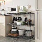 3- Shelf Metal Shelving Unit 35.6Wx14Dx36H,Adjustable Storage Shelves Heavy Duty Garage Steel Shelving for Office,Wire Rack Small Shelf for Kitchen Shelves Laundry Bathroom Pantry Closet Black,2pc