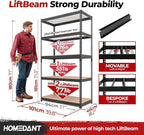 HOMEDANT 5-Tier Laminated Boltless Heavy Duty Metal Shelving Unit Adjustable Garage Storage Utility Rack Shelves Organization Multipurpose Shelf Warehouse Industrial 39.8" W x 18.2" D x 71.3" H 2Pack