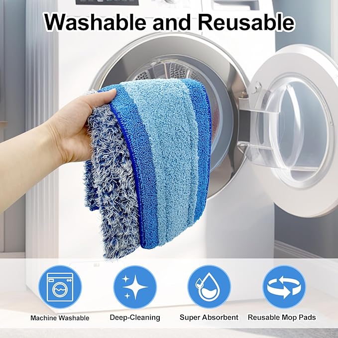 4 Pack Microfiber Cleaning Pad for Bona Mop Safe for Hardwood & Hard Surface Floors Dry Wet Floor Cleaning - Includes 2 Microfiber Cleaning Pad and 2 Dusting Pad - Microfiber Mop Pads for 18Inch Mop