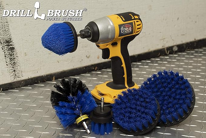 Aquatic All-Purpose Cleaning Brush Set - Medium Stiffness Blue Brushes - Long Reach Extension Attachment Kit - Aquarium Cleaning Products - Fish Tank Cleaner Brushes - Boat Scrub Brush - Hull Scrubber