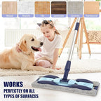 Microfiber Mops for Hardwood Floor Cleaning: MEXERRIS Flat Floor Mop with 4 Washable Pads 59" Adjustable Handle - Dust Dry Mop for Kitchen BathroomTile Laminate Wood Vinyl - Home Commercial Mops