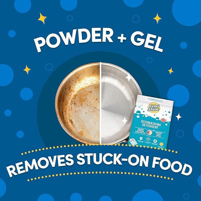 Lemi Shine Natural Dishwasher Pods | All-In-One Powder & Gel Dishwasher Detergent Pods with Powerful Citric Acid | Eco Friendly Dish Wash Cleaning Supplies (13 Count)