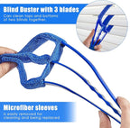4 Pcs Window Venetian Blind Cleaner Duster Tool 7 Finger Blind Rush and Shutter Cleaner Brush Hand-held Window Shutter Air Conditioner Duster for Dirt(Green, Blue)