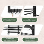 BATODA Wall-Mounted Steel Clothes Drying Rack - Swivel Towel Hanger for Laundry Room & Bathroom - Space Saver (Steel)