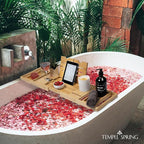 Temple Spring Foldable Bathtub Tray, Unique Design Selfcare Bathroom Caddy, Bamboo Spa Bathroom Tray, Wooden Bathtub Accessories, Wedding Gift/Birthday Gift/New Home Bath Table