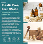 Jungle Culture® 6 Piece Natural Dish Brushes for Washing Up • Eco Dish Brush Kitchen Cleaning Set • Plant Based Coconut Scrubbers • Bottle/Pot Brush & Eco Friendly Scourer Sponge for Pans & Dishes