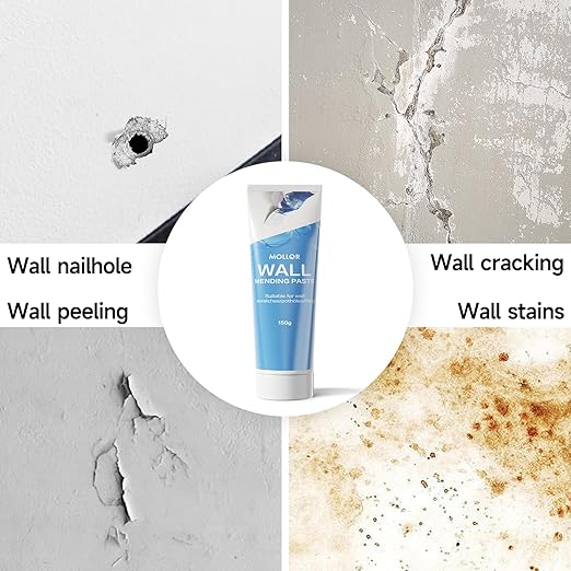 Drywall Repair Kit Wall Patch, 150g Spackle Wall Repair Paste with Scraper, Wall Mending Agent Quick and Easy Solution to Fill The Holes for Home Wall, White Repair Putty Plaster Dent
