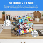 AIYAKA Can Rack Organizer, 3 Tier Stackable Can Storage Dispenser–12.2" D x 16.6" W x 14.5" H,for Food Storage, Kitchen Cabinets or Pantry, Storage for 36 Cans, Silver