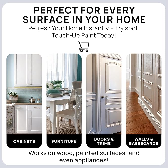 spot. Touch-Up Paint | Matte Finish for Cabinets, Walls, Doors & Furniture | Multi-Tone White Repair Kit | Quick-Dry, Self-Priming, Low-Odor, Eco-Friendly | No-Sanding or Primer Needed | 3 Pack